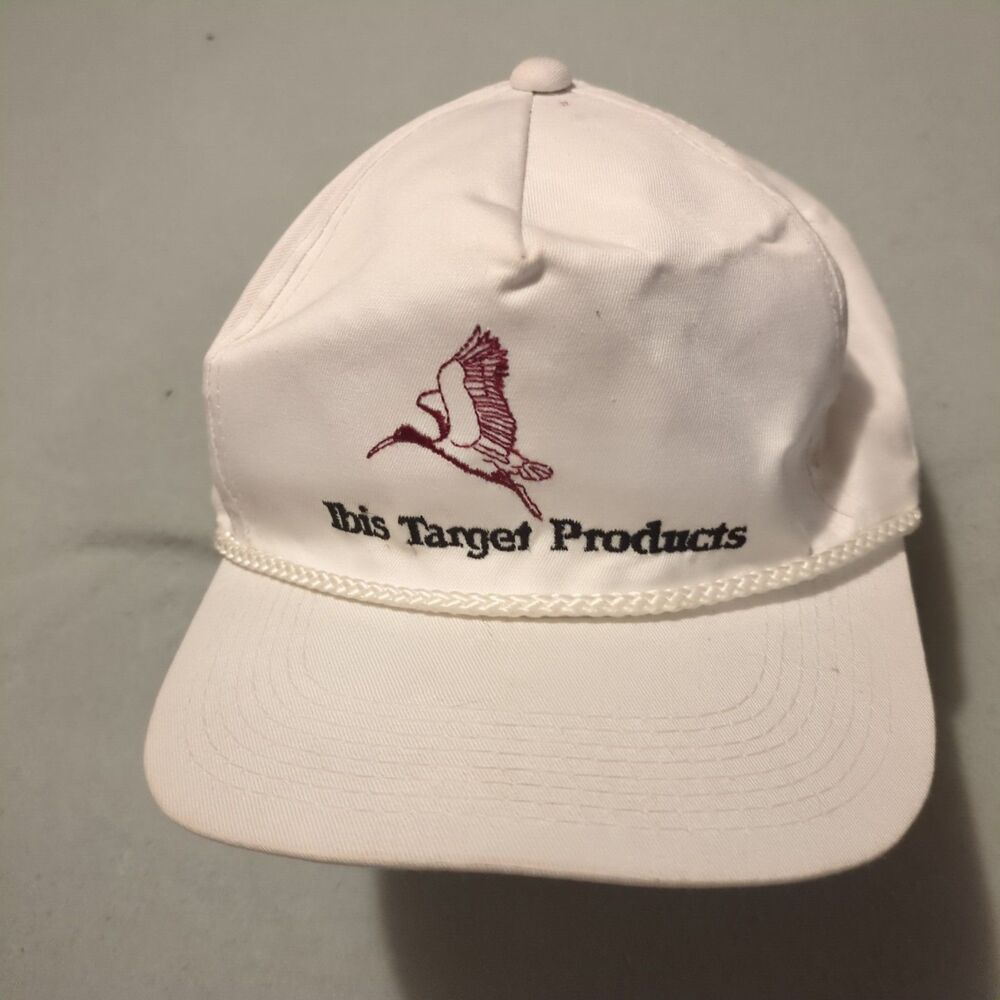 Vintage Ibis Target Products Crane Bird Golf Strapback Hat White Youngan - Picture 2 of 5